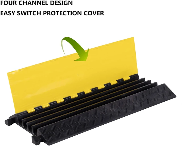 Alt view image 6 of 7 - 1 Pack Rubber Cable Ramp Hose Cable Protector Ramp 4 Channel 22000Lbs Load Capacity Traffic Speed Bump Wires Power Lines Extension Cord Cover for Indoor Outdoor
