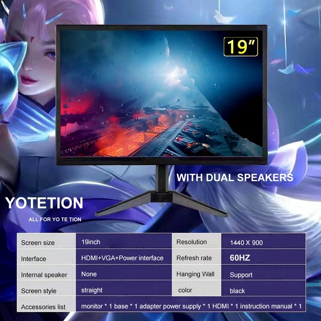 Alt view image 5 of 7 - 19 inch HD (1400 x 900) Monitor, 60Hz with Audio Refresh Rate, HDMI x1,Small Thin Monitor for laptops, Computers and desktops,LED Display, VGA/HDMI Connection Audio Out