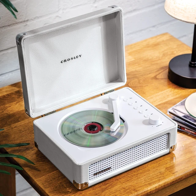 Alt view image 6 of 7 - CR3505A-WS Cruiser CD Player, White Sand Tonearm-Inspired Power Switch, Bluetooth In / Out, Built-in Full-Range Stereo Speakers
