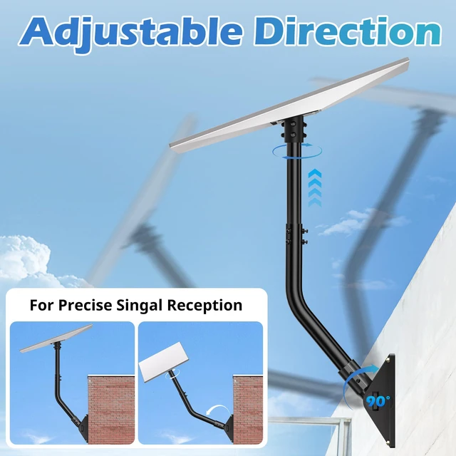 Alt view image 3 of 7 - Starlink Mount for Gen 3/4/4X Satellite Dish with Pipe Adapter Wall Mount for Starlink Gen 3, Adjustable roof mount, Pole Mount Kit, Heavy-Duty Steel, For Wall & Outdoor Use