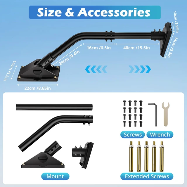 Alt view image 5 of 7 - Starlink Mount for Gen 3/4/4X Satellite Dish with Pipe Adapter Wall Mount for Starlink Gen 3, Adjustable roof mount, Pole Mount Kit, Heavy-Duty Steel, For Wall & Outdoor Use