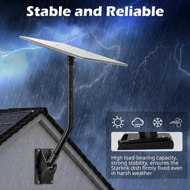 Alt view image 7 of 7 - Starlink Mount for Gen 3/4/4X Satellite Dish with Pipe Adapter Wall Mount for Starlink Gen 3, Adjustable roof mount, Pole Mount Kit, Heavy-Duty Steel, For Wall & Outdoor Use