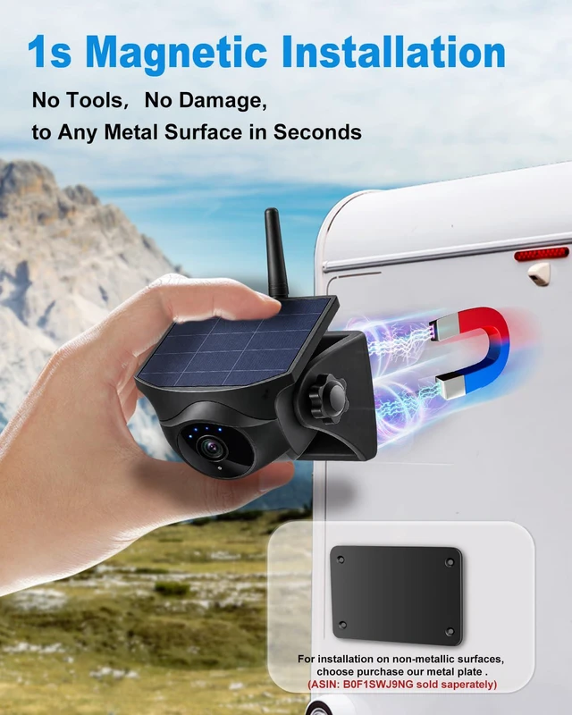 Alt view image 5 of 7 - 1080P Solar Magnetic Wireless Backup Camera WiFi Hitch Camera Night Vision, 365-Day Standby Rechargeable Camera for Phone Pad Android, Front Rear View Reverse for RV Pickup Horse Trailer