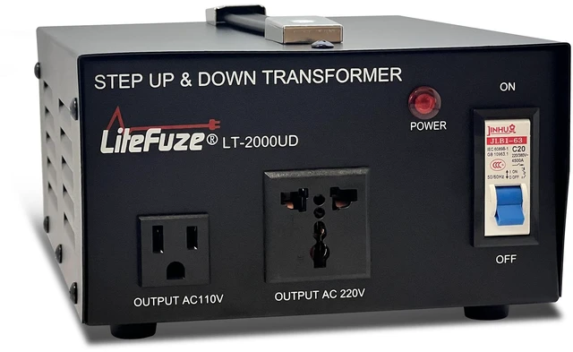 Main image of 2000 Watt Voltage Converter Transformer Step Up/Down - 110v to 220v / 220v to 110v Power Converter - Fully USA Grounded Cord - Universal Outlet Socket, 2x US Outlets - CE Certified