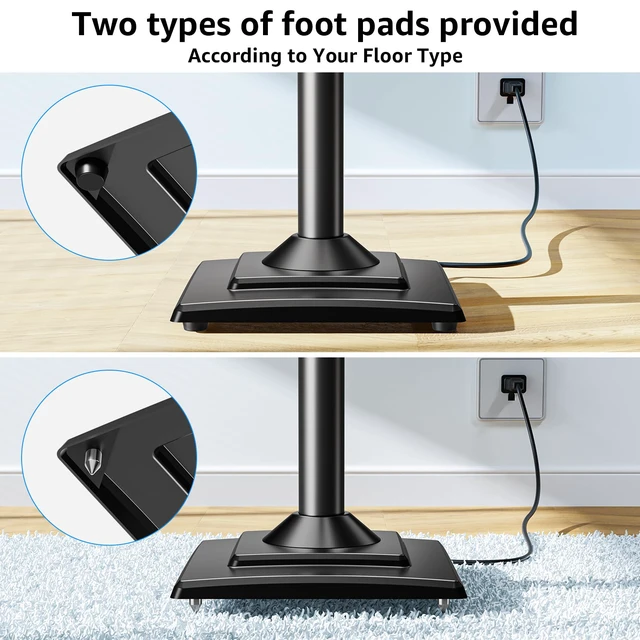 Alt view image 6 of 7 - Universal Speakers Stands Pair 34" to 43.3" Height Adjustable Holds Bookshelf Speakers Satellite Speakers Up to 11LBS Cable Concealing 1 Pair Spring-Loaded Plate Extends to 10" MU9138 Black