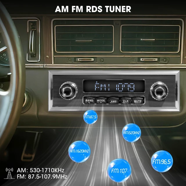 Alt view image 5 of 6 - Single Din Classic Car Stereo Vintage Retro Style Radio for Truck Bluetooth LCD Display AM FM Receiver USB AUX-IN Pre-amp Subwoofer Output