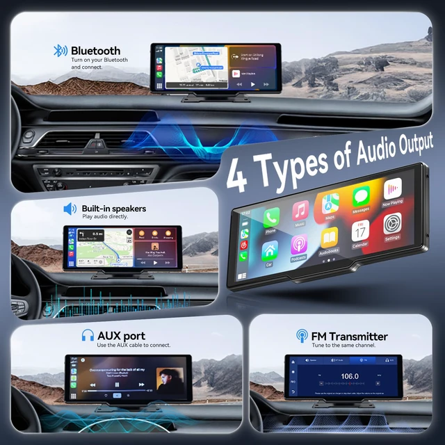 Alt view image 5 of 7 - 10.26" Wireless Carplay Screen for Apple CarPlay&Android Auto,Backup Camera Touchscreen Apple Carplay & Android Auto with Voice Control/GPS Navigation/OTA Update/Mirror Link/Bluetooth 5.0/AUX/FM