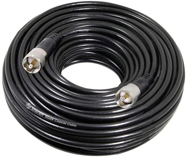 Main image of RG8X Coaxial Cable 100 ft, CB Coax Cable with PL259 UHF Connectors, Male to Male Low Loss 50 Ohm for HAM Radio, LMR400, Antenna Analyzer