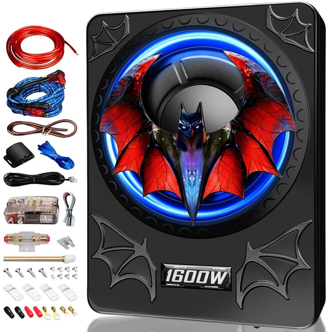 Main image of 1600W 10" Slim Under Seat Subwoofers with Built-in Amp LED Ambient Light, Deep Bass, Individual Controls (LPF/Gain/Bass Boost), High Output Distortion-Free Audio, Suitable for All Vehicle Models
