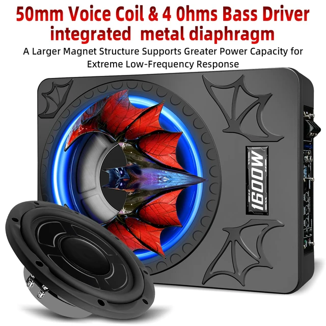 Alt view image 4 of 7 - 1600W 10" Slim Under Seat Subwoofers with Built-in Amp LED Ambient Light, Deep Bass, Individual Controls (LPF/Gain/Bass Boost), High Output Distortion-Free Audio, Suitable for All Vehicle Models