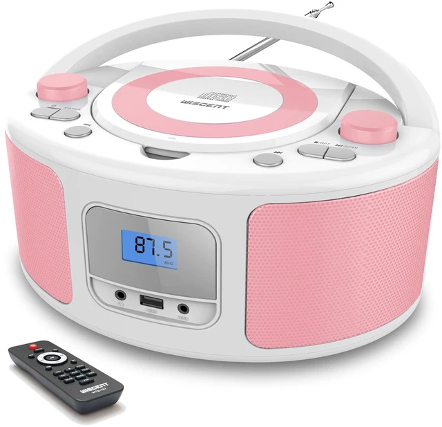 Main image of Portable CD Player Boombox with FM Radio, Bluetooth, Clear Stereo Sound, Remote Control, USB Input, AUX & Headphone Jack, CD-R/CD-RW/MP3-CD Compatible, AC/Battery Powered