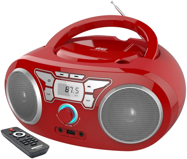 Main image of Portable CD Player Boombox with Bluetooth, FM Radio, USB Input, 3.5mm AUX and Headphone Jack, Clear Stereo Sound