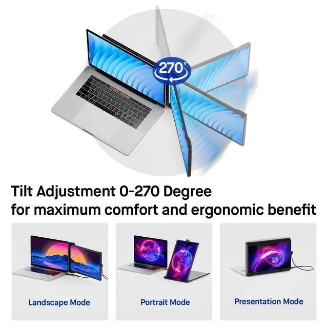 Alt view image 2 of 7 - Max DS New Mobile Pixels Portable Monitor (2026 Upgraded), 14.1" Full HD IPS Laptop Screen Extender, USB C/HDMI Powered Plug and Play,Windows/Mac/Android Compatible