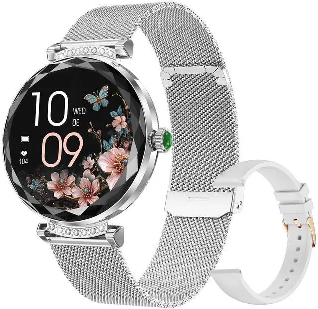 Main image of Android/iOS Ladies' smartwatch, IP68 Waterproof Fitness Tracker, with Bluetooth Calling, Female Menstrual Reminder(Silver 2 Straps)