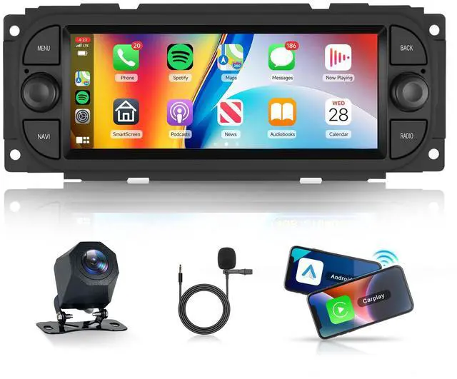 Main image of 4G+64G for Dodge Ram 1500 (2002-2006),Jeep Wrangler(2003-2006),Chrysler 300(2002-2004),Jeep Grand Cherokee 1999-2004, Car Radio Stereo Wireless Carplay Android Auto GPS WiFi Backup Camera