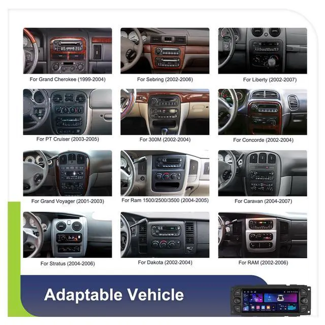 Alt view image 2 of 4 - 4G+64G for Dodge Ram 1500 (2002-2006),Jeep Wrangler(2003-2006),Chrysler 300(2002-2004),Jeep Grand Cherokee 1999-2004, Car Radio Stereo Wireless Carplay Android Auto GPS WiFi Backup Camera