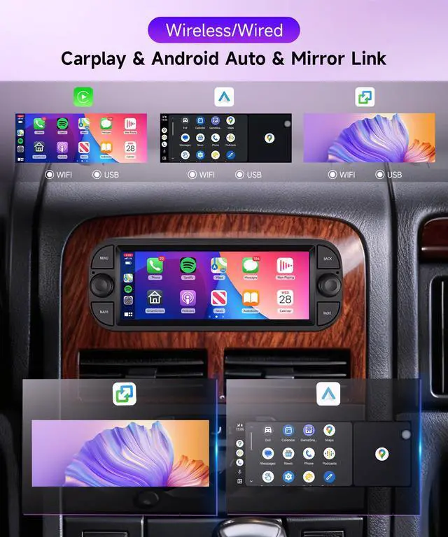 Alt view image 3 of 4 - 4G+64G for Dodge Ram 1500 (2002-2006),Jeep Wrangler(2003-2006),Chrysler 300(2002-2004),Jeep Grand Cherokee 1999-2004, Car Radio Stereo Wireless Carplay Android Auto GPS WiFi Backup Camera
