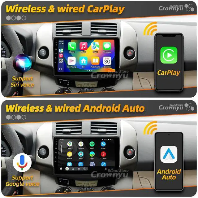 Alt view image 2 of 4 - for Toyota RAV4 2006-2012 Radio Compatible with Wirelessly Carplay Android Auto Upgrade Android Car Stereo Bluetooth Navigation Touchscreen GPS FM Multimedia Player Backup Camera Head Unit