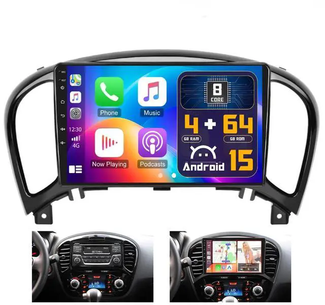 Main image of 4G+64G 8Core Android 15 Car Stereo for Nissan Juke 2011-2016 Wireless CarPlay Android Auto, 9 IPS 1280 * 720 Touch Screen Radio Upgrade Bluetooth 5.0 GPS Navi 5G WiFi FM/RDS SWC