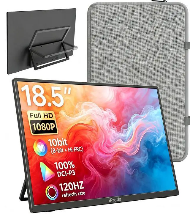 Main image of Portable Monitor for Laptop 18.5 inch - 120Hz IPS HDR HDMI USB-C Ultra-Slim Travel Monitor for Laptop MacBook Pro Air, PC, Xbox, Portable Second Screen with Kickstand & Speakers, VESA Compatible