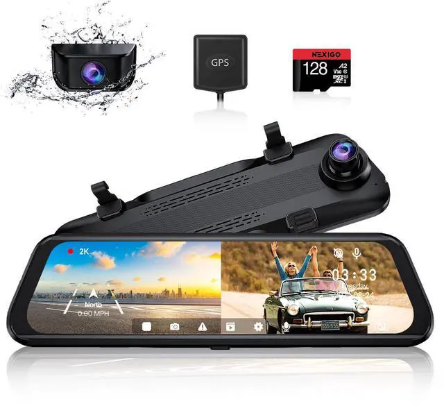 Main image of D81 2.5K Mirror Dash Cam with Dual Sony STARVIS Sensor, 10 Inch Touch Split Screen, Front and Rear Dual Camera, GPS, Super Night Vision, Emergency Recording, Loop Recording
