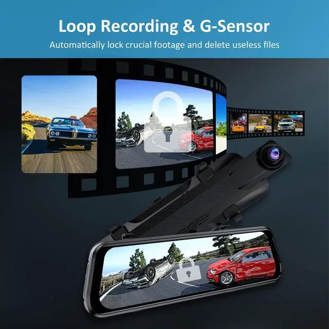 Alt view image 4 of 4 - D81 2.5K Mirror Dash Cam with Dual Sony STARVIS Sensor, 10 Inch Touch Split Screen, Front and Rear Dual Camera, GPS, Super Night Vision, Emergency Recording, Loop Recording