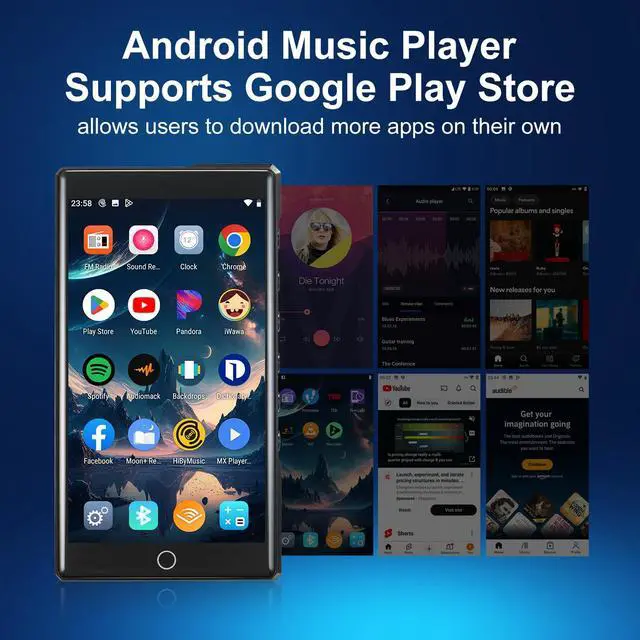 Alt view image 4 of 4 - 144GB MP3 Player with Bluetooth and WiFi, Real HiFi MP3 Player 4.3" FHD Zinc Alloy Panel Touch Screen, MP4 Players,Music Player with Spotify,Pandora,Amazon Music