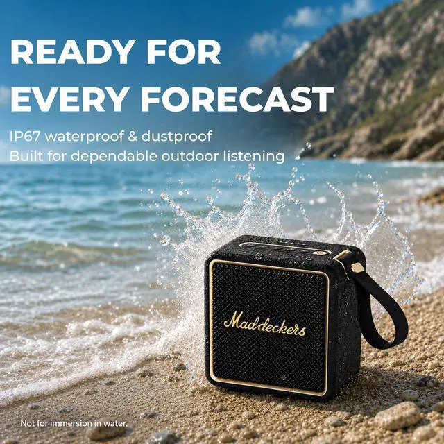 Alt view image 2 of 4 - MG II Portable Bluetooth Speaker, 40W Deep Bass with DSP Sound, RGB Lights,IPX7 Waterproof Outdoor Speaker,17H+ Playtime, Dual Drivers,TWS Pairing,3 EQ Modes,Type-C Charging, AUX/TF/USB(Black & Brass)