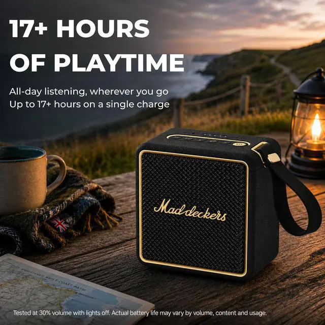 Alt view image 3 of 4 - MG II Portable Bluetooth Speaker, 40W Deep Bass with DSP Sound, RGB Lights,IPX7 Waterproof Outdoor Speaker,17H+ Playtime, Dual Drivers,TWS Pairing,3 EQ Modes,Type-C Charging, AUX/TF/USB(Black & Brass)