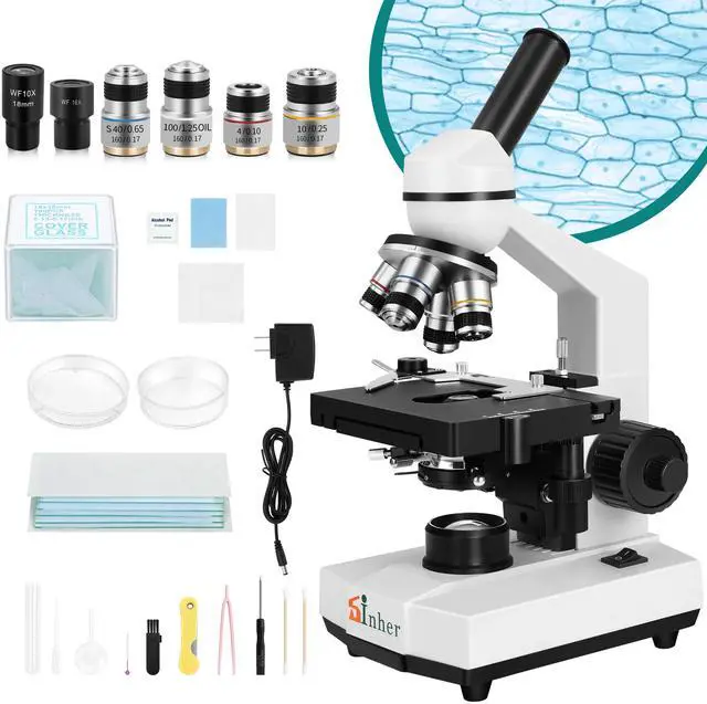 Main image of XSP-104 Profesional Science Compound Monocular Microscopes 40X-1600X for Adults Student Kids 8-12,with Microscope Slides, Microscope Kit for School Lab Home Education