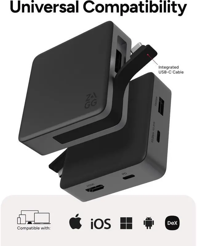 Alt view image 3 of 4 - 4-Port Hub - Versatile USB-C PD, USB-A HDMI Adapter, High-Speed Charging & 4K Display Support, Compact for Travel, Compatible with Windows, macOS, iPadOS, ChromeOS, Android