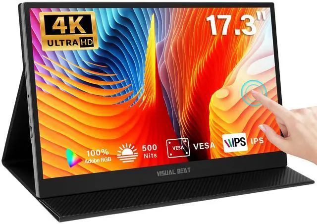 Main image of 17.3'' 4K Portable Touchscreen Monitor, UHD 500Nits 100% AdobeRGB IPS HDR Travel Display, USB, Type-C & HDMI, Dual Speakers, VESA & Smart Cover - for Laptop PC Phone PS4/5 Xbox etc