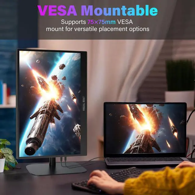Alt view image 3 of 4 - 17.3'' 4K Portable Touchscreen Monitor, UHD 500Nits 100% AdobeRGB IPS HDR Travel Display, USB, Type-C & HDMI, Dual Speakers, VESA & Smart Cover - for Laptop PC Phone PS4/5 Xbox etc