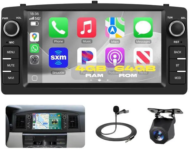 Main image of 4GB+64GB Car Stereo for Toyota Corolla 2000-2007, 7-Inch Android 13 Touchscreen Head Unit with Wireless CarPlay Android Auto, GPS Navigation WiFi Bluetooth FM EQ Car Radio with Backup Camera