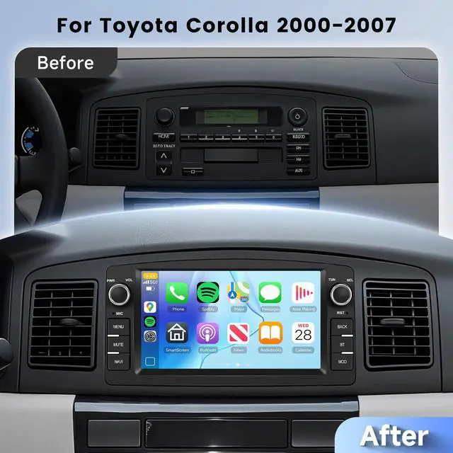 Alt view image 3 of 4 - 4GB+64GB Car Stereo for Toyota Corolla 2000-2007, 7-Inch Android 13 Touchscreen Head Unit with Wireless CarPlay Android Auto, GPS Navigation WiFi Bluetooth FM EQ Car Radio with Backup Camera