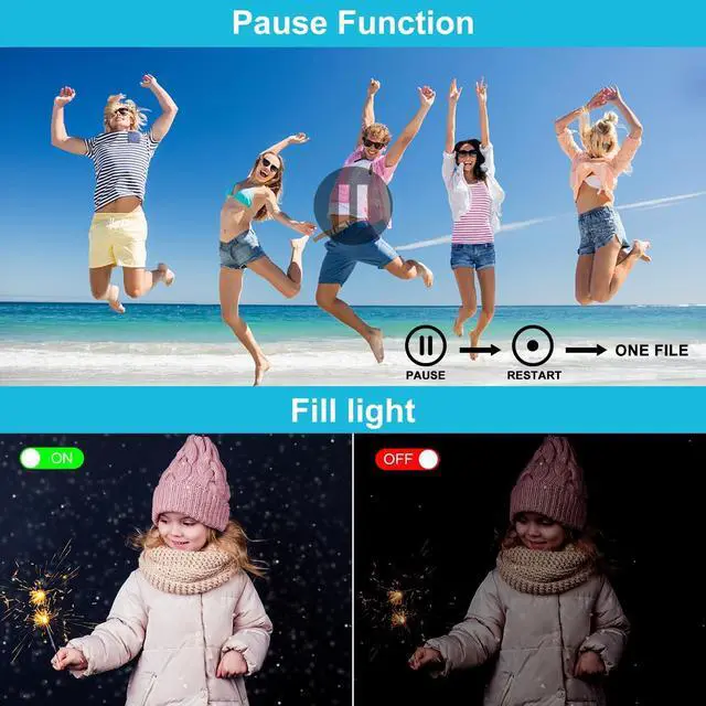 Alt view image 4 of 4 - Video Camera, FHD 4K 48MP Recorder for YouTube, 32G SD Card Vlogging Camera for TikTok, 3" 270° Rotation Screen 18X Zoom Vlogging Camcorders, Gift for Kids,Teens,Students,Beginners,Elders
