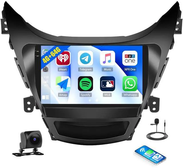 Main image of 4G+64G Android Car Stereo Radio for Hyundai Elantra 2011 2012 2013 Wireless Carplay Android Auto 9 inch Touchscreen1280*720 Bluetooth 5.0 WiFi 6 GPS Head Unit FM/RDS 32EQ SWC AHD Backup Camera
