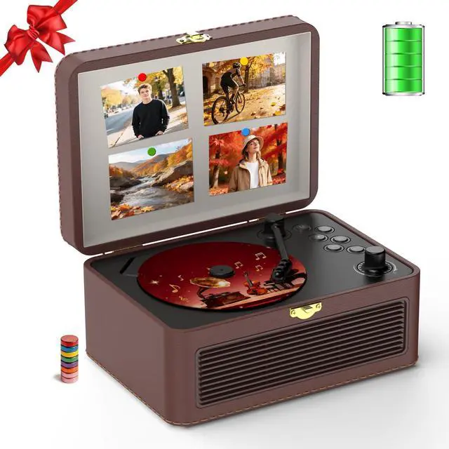 Main image of Retro CD Player Portable Bluetooth: CD Players for Home with Speakers 3600mAh Rechargeable & Radio & Remote Control PU Leather Vintage CD-Player Support USB/AUX Headphone Jack (Brown)