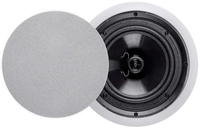 Main image of 2-Way Polypropylene Ceiling Speakers - 8 Inch, Pair, with Paintable Grille, 100 Watt Peak Power - Aria Series