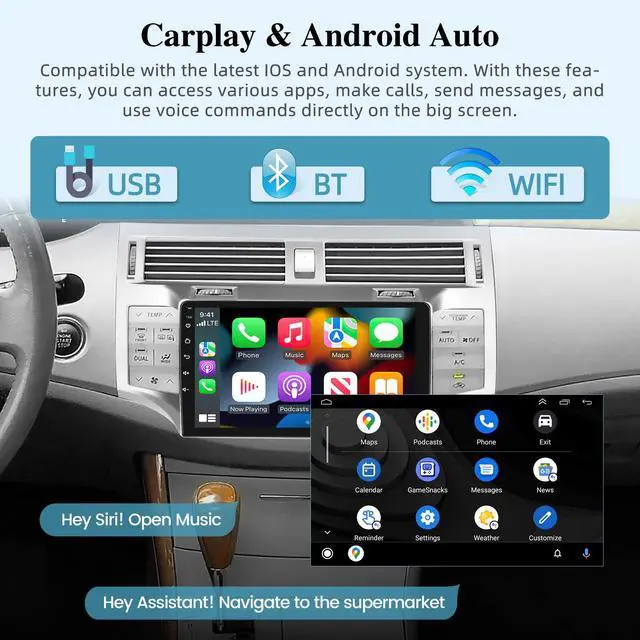 Alt view image 4 of 4 - 2+64G Android Car Stereo for Toyota Avalon 2005-2010 - Wireless Carplay and Android Auto - Car Radio with 9 inch Touch Screen/Multiple UI/WiFi/GPS/Mirror Link/SWC + AHD Backup Camera