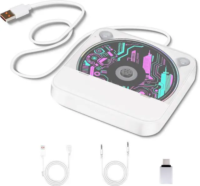 Main image of Portable CD Player for Car, External Car CD Player with USB/AUX Ports, Anti-Skip, Universal Music Player for Vehicle, Laptop, TV, Computer, Plug & Play, Adapter(A to C) (Car CD Player)