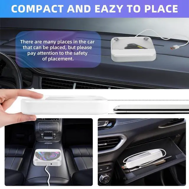 Alt view image 4 of 4 - Portable CD Player for Car, External Car CD Player with USB/AUX Ports, Anti-Skip, Universal Music Player for Vehicle, Laptop, TV, Computer, Plug & Play, Adapter(A to C) (Car CD Player)