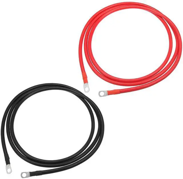 Main image of 1 Pair Copper Battery Inverter Cables, 4 AWG Gauge 8ft Battery Cable Universal for Car Vehicle RV Durable Pure Copper Black Red with 3/8" Ring