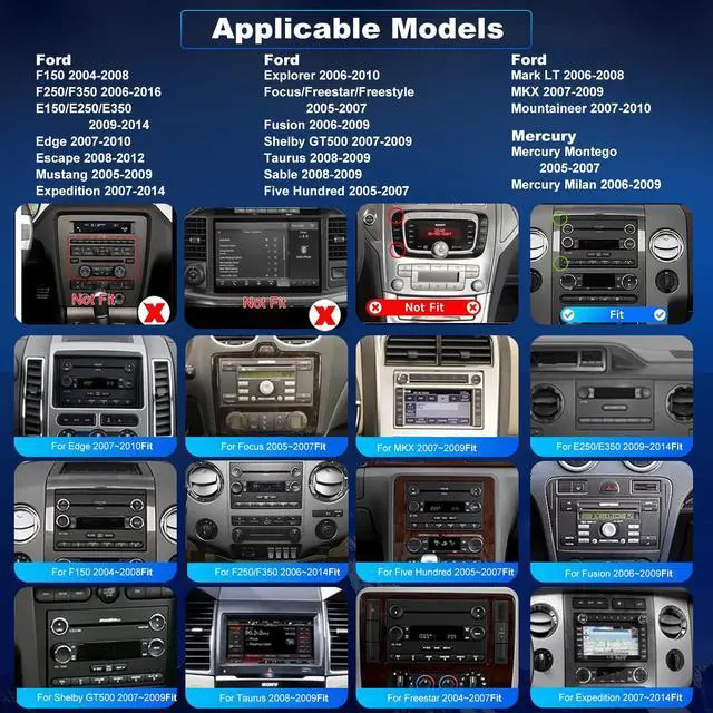Alt view image 2 of 4 - 5GWiFi Upgrade Car Radio for Explorer 2006-2010, Expedition 2007-2014, Fusion 2006-2009, Ford F150 2004-2008, F250 F350 2006-2016, 7inch Touch Screen Stereo Wireless Carplay Android Auto GPS FM Camera