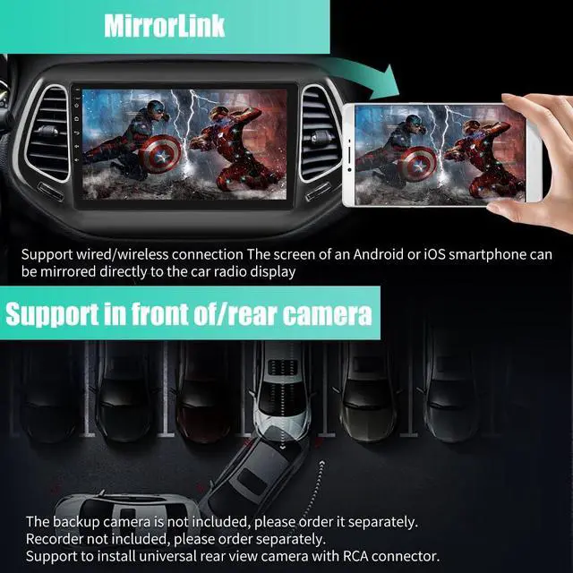 Alt view image 6 of 6 - Android 13 Car Stereo Radio for Jeep Compass 2017-2020 10.1 Inch Touchscreen Wireless CarPlay Android Auto Bluetooth GPS FM
