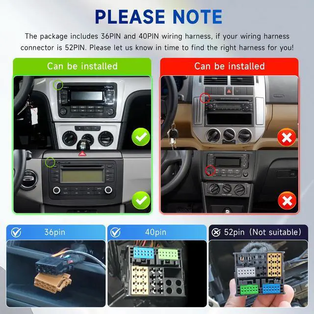 Alt view image 2 of 4 - 4G+64G Android 15 Double Din Car Stereo for VW Volkswagen SEAT Skoda Jetta Golf Polo Touran Support Wireless Carplay Android Auto, 8 Inch Touchscreen VW Car Radio with GPS, WiFi, Bluetooth, FM, 32 EQ
