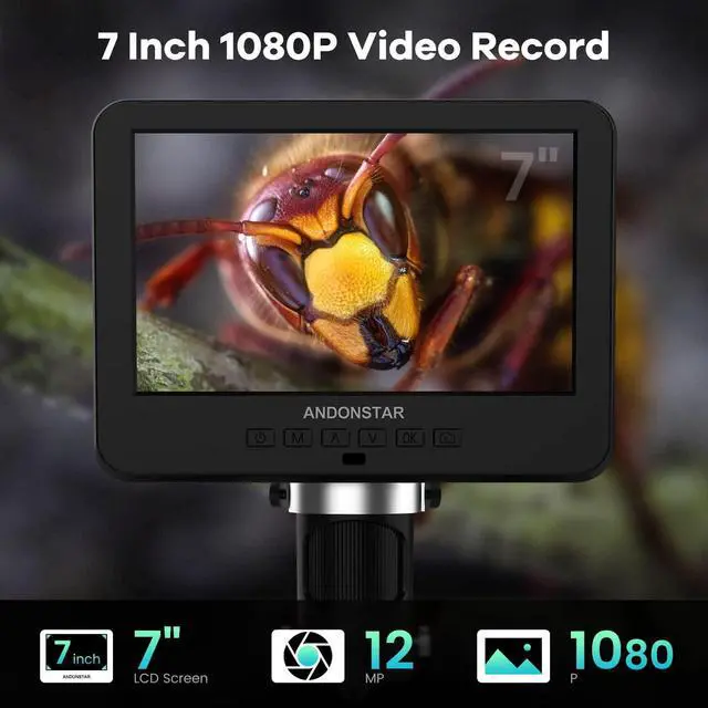 Alt view image 3 of 4 - AD246-M Digital Microscope for Adults, 3 Lens Soldering Microscope, 1080P FHD Video Record, 7 Inch LCD 500x, Coin Full View, Biological Kit with 32G Card, Prepared Slides