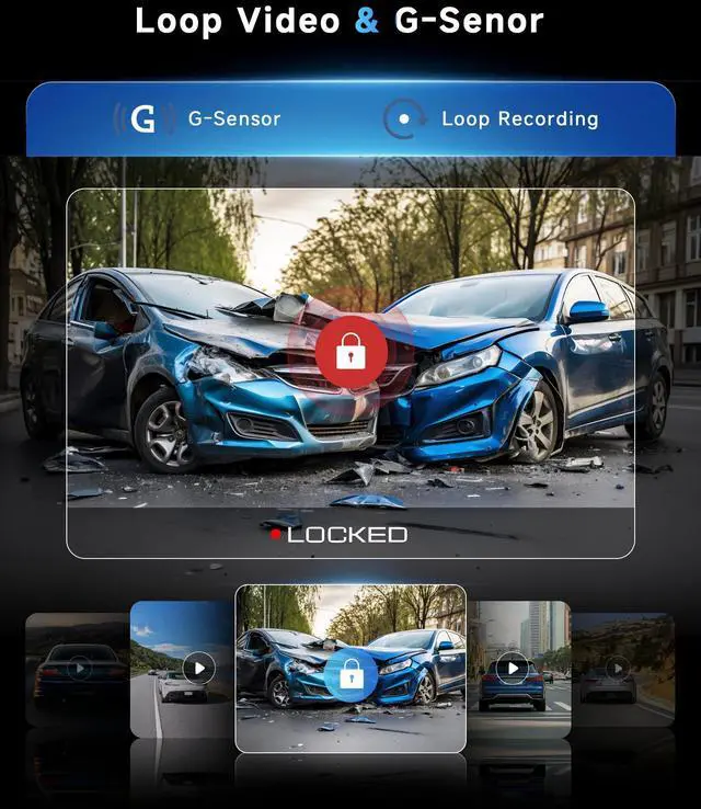 Alt view image 3 of 4 - 360° Dash Cam Front and Rear Inside Left Right, 4 Channel FHD 1080P Dash Cam for Cars, 3" Dashcams with 64G TF Card 8 IR Night Vision, Loop Recording, G-Sensor, 24H Parking Mode Monitor, Reverse View