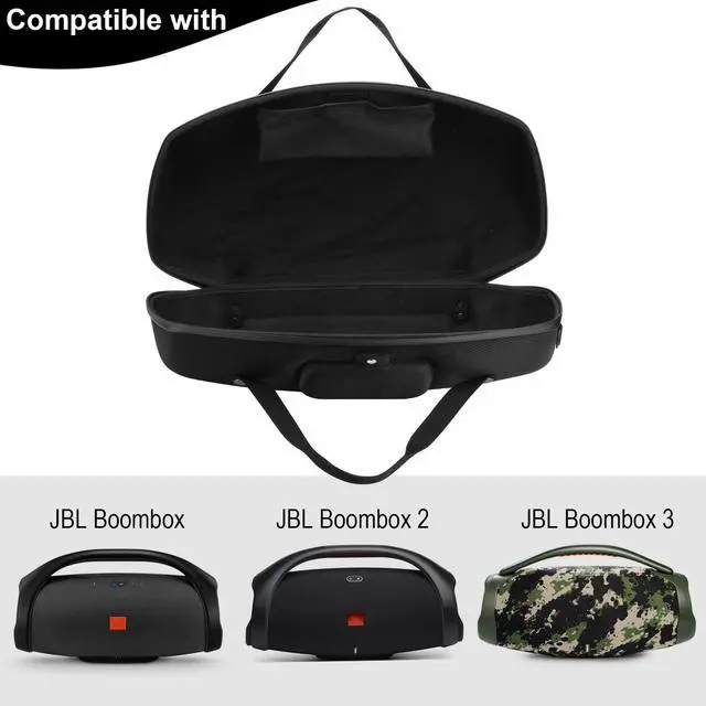 Alt view image 2 of 4 - Case for JBL Boombox 3/Boombox 2/Boombox Portable Speaker, Travel Carrying Case Stand Up Hard Case Replacement Cover w Shoulder Strap Tote Handle (Black w One Mesh Pocket One Outer Pocket)