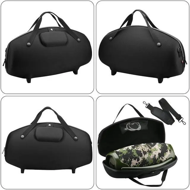 Alt view image 4 of 4 - Case for JBL Boombox 3/Boombox 2/Boombox Portable Speaker, Travel Carrying Case Stand Up Hard Case Replacement Cover w Shoulder Strap Tote Handle (Black w One Mesh Pocket One Outer Pocket)
